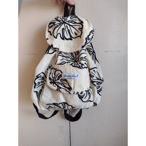 Vtg 90s Y2K Mini Backpack Purse Hawaiian Tropical Print White Black Streetwear